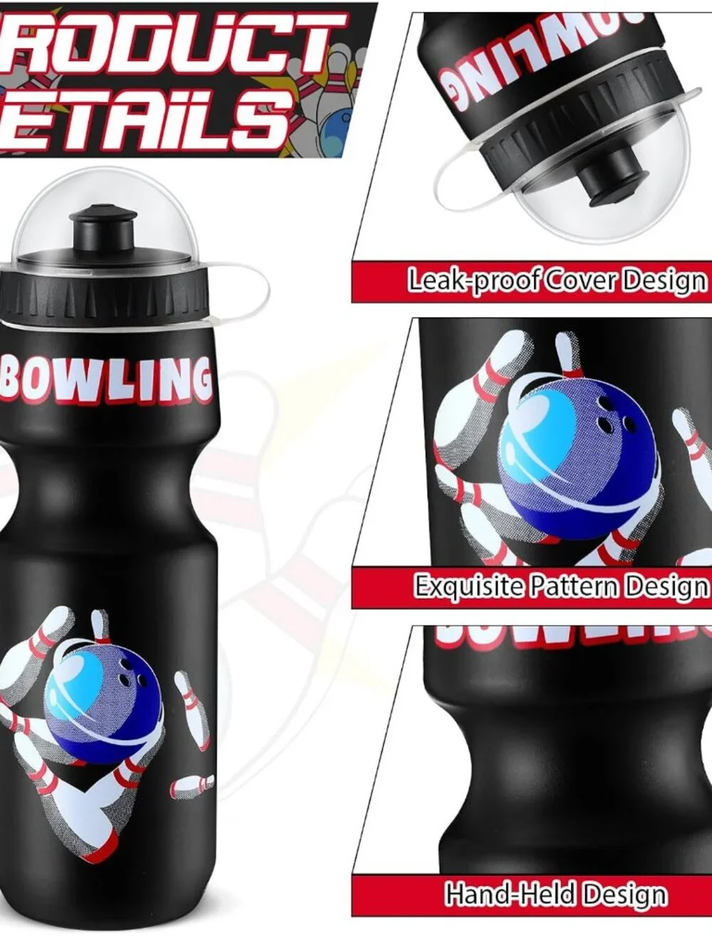 12 Pack Bowling Party Favors Set, Bowling Drawstring Bags & 24 oz Water Bottles,